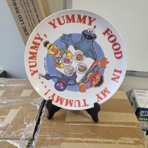 Sesame Street Muppets Plate Yummy Yummy Food Melamine Vintage Peter Pan USA GUC